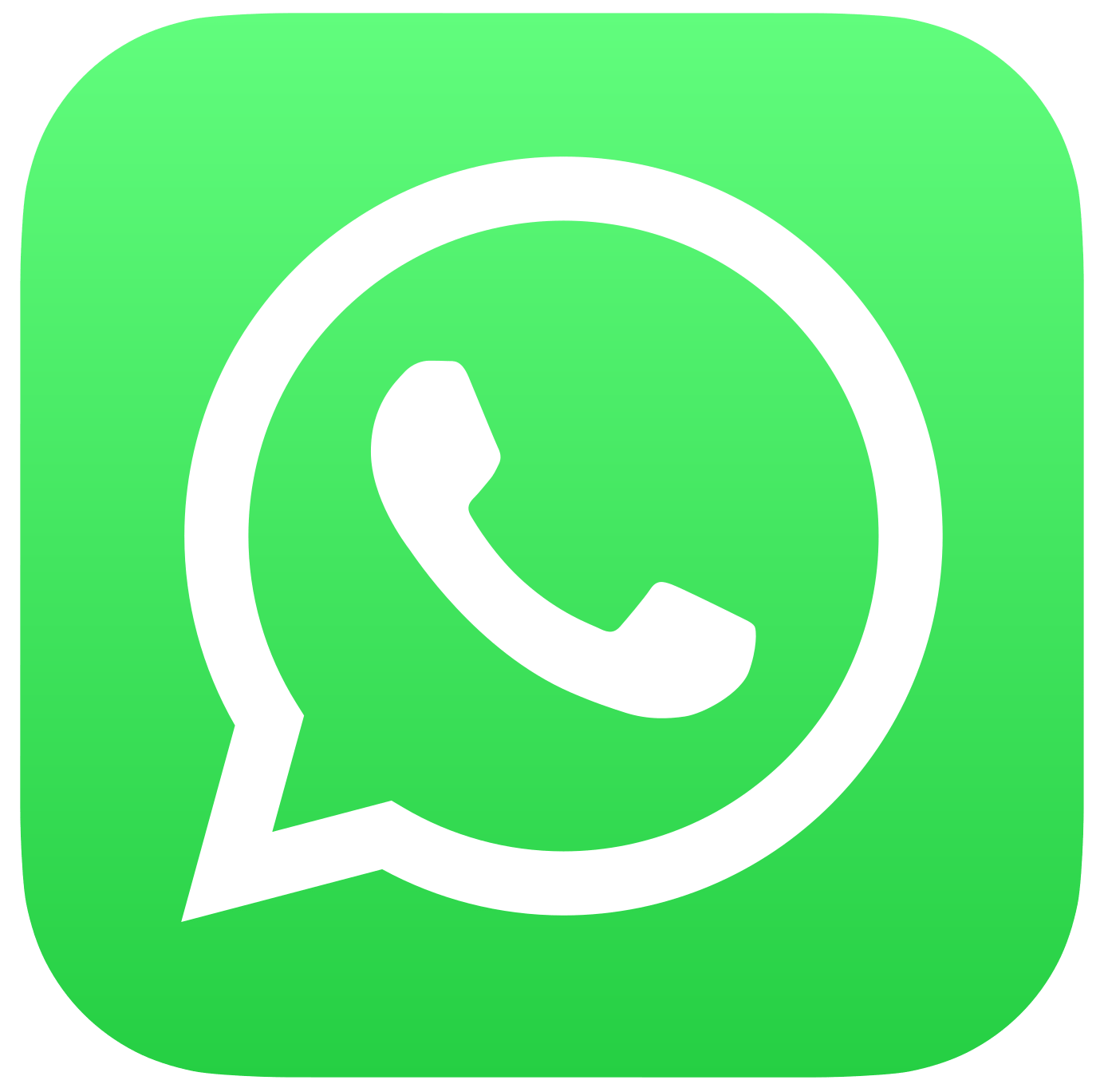 Icono de WhatsApp verde para contacto directo y atención al cliente en la web.